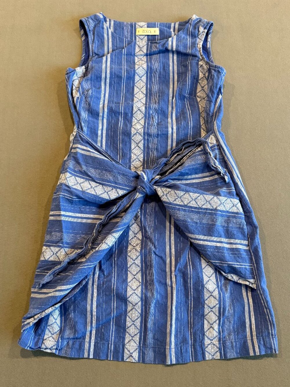 Abito Linen Cotton Striped Wrap Tie Dress Blue White Size 40 (approx. US 8)
